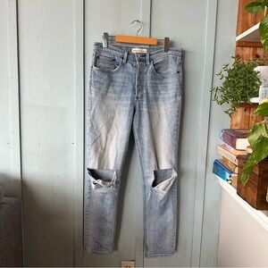 Aritzia Denim Forum The Yoko High Rise Slim Light Blue Straight Leg Jeans